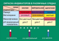 Таблица Окраска индикаторов в различных средах (винил) - «globural.ru» - Великие Луки
